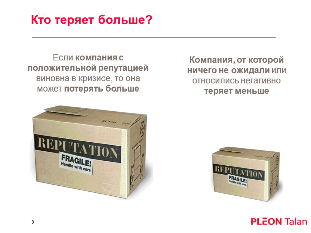 Кто теряет больше? Если компания с положительной репутацией виновна в кризисе, то она может